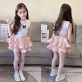Load image into Gallery viewer, Girls 2-Layer Ruffle Mini Skirt Smocked Waist Cute Tiered Skirts with Shorts
