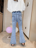 Load image into Gallery viewer, Girl's Blue Split Denim Flared Pants