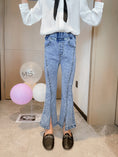 Load image into Gallery viewer, Girl's Blue Split Denim Flared Pants