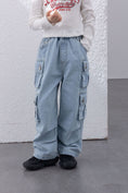 Load image into Gallery viewer, Light Blue Multi-Pocket Wide Leg Straight Leg Jeans