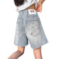 Load image into Gallery viewer, Rolanko Girls Elastic Waist Jean Shorts Wide Leg Baggy Denim Shorts