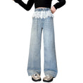 Load image into Gallery viewer, Rolanko Teen Girls Light Blue Stretch Denim Pants with Feminine Lace Trim
