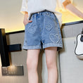 Load image into Gallery viewer, Rolanko Girls Elastic Waist Jean Shorts Wide Leg Baggy Denim Shorts