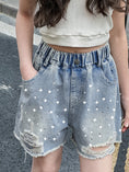 Load image into Gallery viewer, Rolanko Girls Elastic Waist Jean Shorts Wide Leg Baggy Denim Shorts