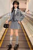 Load image into Gallery viewer, Girls formal tops pleated skirt set