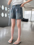 Load image into Gallery viewer, Rolanko Girls Elastic Waist Jean Shorts Wide Leg Baggy Denim Shorts
