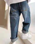 Load image into Gallery viewer, Boys Ripped SmallHole Gray Blue Jeans