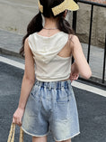 Load image into Gallery viewer, Rolanko Girls Elastic Waist Jean Shorts Wide Leg Baggy Denim Shorts