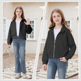 Load image into Gallery viewer, Rolanko Girls Cropped Cozy Long Sleeve Hooded Jacket