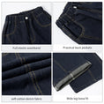 Load image into Gallery viewer, Girls Curved Topstitch Denim Blue Wide Leg Jeans