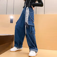 Load image into Gallery viewer, Girl's Casual High Waist Baggy Wide Leg Cargo Pants