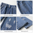 Load image into Gallery viewer, Girls Double Button Elastic Waist Raglan Jeans