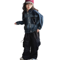 Load image into Gallery viewer, Girls Navy Blue Block Spliced Denim Jacket