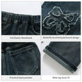 Load image into Gallery viewer, Girls Front Raw Edge Butterfly Wide Leg Jeans