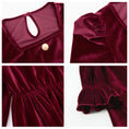 Load image into Gallery viewer, Rolanko Girls Velvet Dress Square Neck Long Sleeve Dress with Pockets