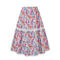 Load image into Gallery viewer, Rolanko Girls Floral Print A-Line High Waist Tiered Boho Maxi Skirt with Lace Trim