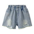 Load image into Gallery viewer, Rolanko Girls Elastic Waist Jean Shorts Wide Leg Baggy Denim Shorts
