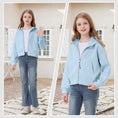 Load image into Gallery viewer, Rolanko Girls Cropped Cozy Long Sleeve Hooded Jacket