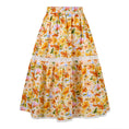 Load image into Gallery viewer, Rolanko Girls Floral Print A-Line High Waist Tiered Boho Maxi Skirt with Lace Trim