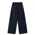 Load image into Gallery viewer, Girls Curved Topstitch Denim Blue Wide Leg Jeans