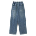 Load image into Gallery viewer, Girls Blue Side Bow Wide-Leg Jeans