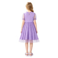 Load image into Gallery viewer, Rolanko Girls Contrast Mesh Ruffle Crew Neck Elegant Flower Wedding Prom Summer Dress