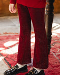 Load image into Gallery viewer, Rolanko Girls Chenille Silver Threaded with Pearls Sparkly Corduroy Flare Trousers