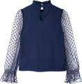 Load image into Gallery viewer, Girls Long Sleeve Shirts Chiffon Blouses with Polka Dot