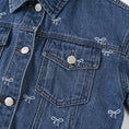 Load image into Gallery viewer, Rolanko Denim Jacket With All Over Embroidered Bow