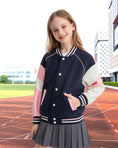 Load image into Gallery viewer, Girls Varsity Jackets Baseball Bomber Color Block Jacket Outwear With Pockets