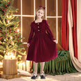 Load image into Gallery viewer, Rolanko Girls Velvet Dress Square Neck Long Sleeve Dress with Pockets