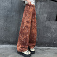 Load image into Gallery viewer, Girls red brown tie-dyed ripped jeans