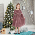 Load image into Gallery viewer, Rolanko Girls Velvet Dress Square Neck Long Sleeve Dress with Pockets