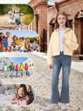 Load image into Gallery viewer, Rolanko Girls Cropped Cozy Long Sleeve Hooded Jacket