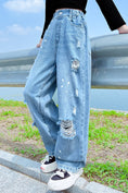 Load image into Gallery viewer, Girl's Ripped Paint Embellished Jeans