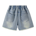 Load image into Gallery viewer, Rolanko Girls Elastic Waist Jean Shorts Wide Leg Baggy Denim Shorts