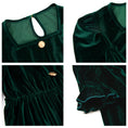 Load image into Gallery viewer, Rolanko Girls Velvet Dress Square Neck Long Sleeve Dress with Pockets