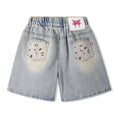 Load image into Gallery viewer, Rolanko Girls Elastic Waist Jean Shorts Wide Leg Baggy Denim Shorts