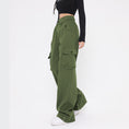 Load image into Gallery viewer, Girls Baggy Cargo High Rise Waist with Multi Pockets Wide Leg Cargos Pants