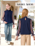 Load image into Gallery viewer, Girls Long Sleeve Shirts Chiffon Blouses with Polka Dot