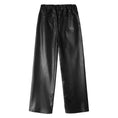 Load image into Gallery viewer, Girls Faux Leather Pants Straight Wide Leg Streetwear Trousers with Pockets