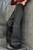 Load image into Gallery viewer, Girls Faux Leather Pants Straight Wide Leg Streetwear Trousers with Pockets