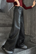Load image into Gallery viewer, Girls Faux Leather Pants Straight Wide Leg Streetwear Trousers with Pockets