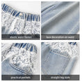 Load image into Gallery viewer, Rolanko Teen Girls Light Blue Stretch Denim Pants with Feminine Lace Trim