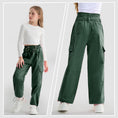 Load image into Gallery viewer, Girls Wide Leg Loose Cargo Pants with Belt