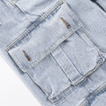Load image into Gallery viewer, Light Blue Multi-Pocket Wide Leg Straight Leg Jeans