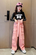 Load image into Gallery viewer, Girl's Casual High Waist Baggy Wide Leg Cargo Pants