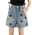 Load image into Gallery viewer, Rolanko Girls Elastic Waist Jean Shorts Wide Leg Baggy Denim Shorts
