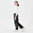 Load image into Gallery viewer, Girls Faux Leather Pants Straight Wide Leg Streetwear Trousers with Pockets