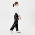 Load image into Gallery viewer, Girls Faux Leather Pants Straight Wide Leg Streetwear Trousers with Pockets